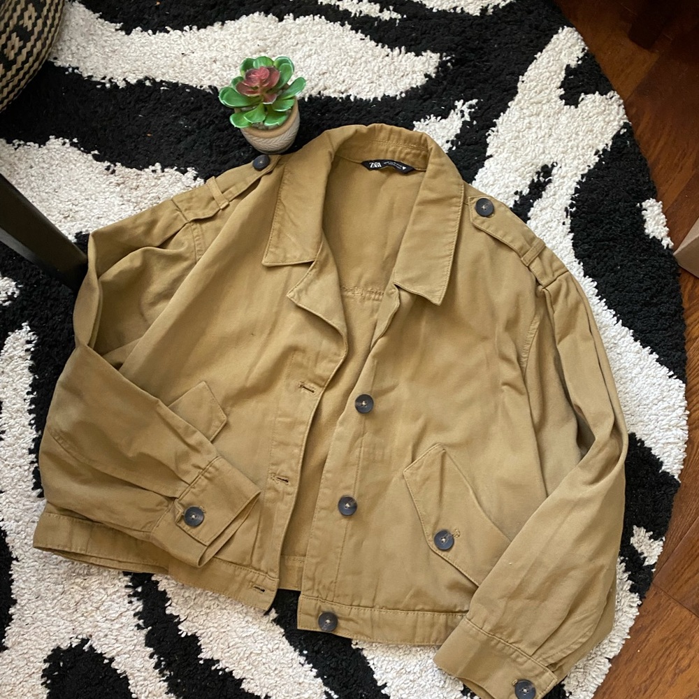Zara Cargo Utility Style Crop Jacket XL